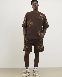 Brown Regular Fit Floral Shorts