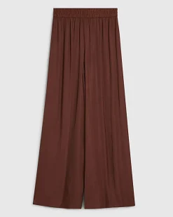 Brown Satin Elasticated Wide Leg Trousers