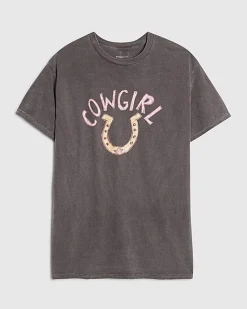 Brown Short Sleeve Cowgirl Horseshoe T-Shirt