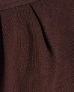 Brown Short Sleeve Pleat Shoulder T-shirt