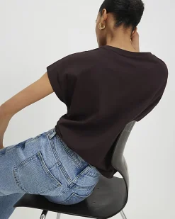 Brown Short Sleeve Twist Front T-Shirt