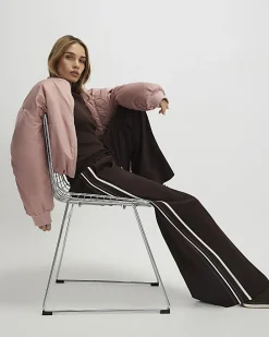 Brown Side Stripe Drawstring Joggers