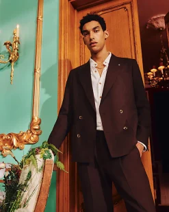 Brown Sim Fit Linen Blend Suit Jacket