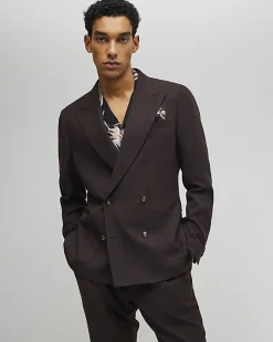 Brown Sim Fit Linen Blend Suit Jacket