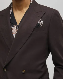 Brown Sim Fit Linen Blend Suit Jacket