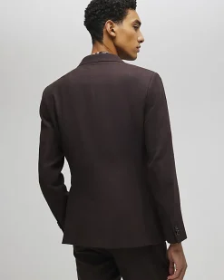 Brown Sim Fit Linen Blend Suit Jacket