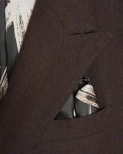 Brown Sim Fit Linen Blend Suit Jacket