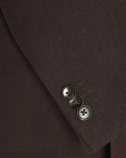 Brown Sim Fit Linen Blend Suit Jacket