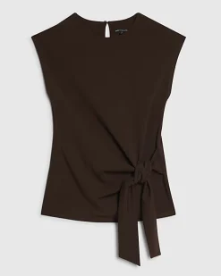 Brown Sleeveless Tie Side Top