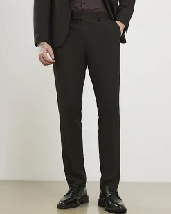 Brown Slim Fit Herringbone Suit Trousers