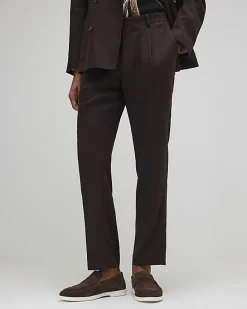 Brown Slim Fit Linen Blend Suit Trousers