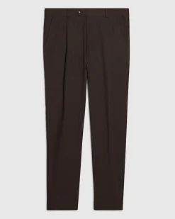 Brown Slim Fit Linen Blend Suit Trousers