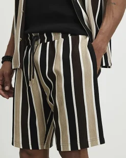 Brown Slim Fit Stripe Shorts