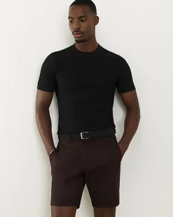 Brown Slim Stretch Chino Short with Belt