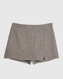 Brown Split Hem Skort
