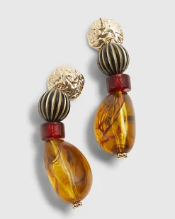 Brown Stone Drop Earrings