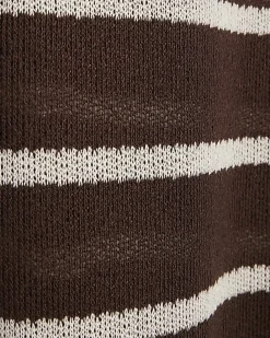 Brown Striped Textured Wide Leg Trousers
