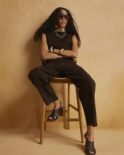 Brown Suede Barrel Leg Trousers