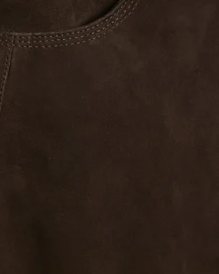 Brown Suede Barrel Leg Trousers