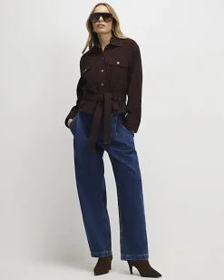 Brown Suede Belted Jacket