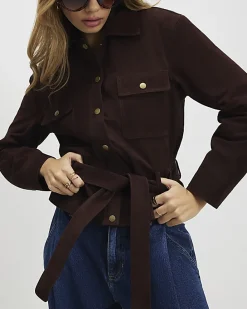 Brown Suede Belted Jacket