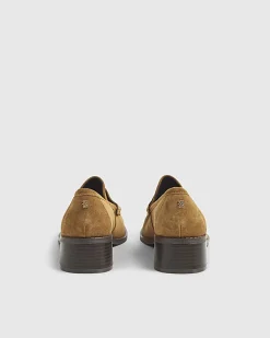 Brown Suede Heeled Loafers