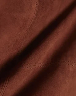 Brown Suede Seam Detail Mini Skirt