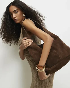 Brown Suede Slouch Shoulder Bag