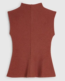 Brown Textured Grown On Neck Top