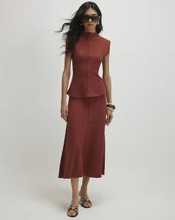 Brown Textured Grown On Neck Top