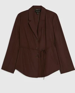 Brown Tie Waist Shacket