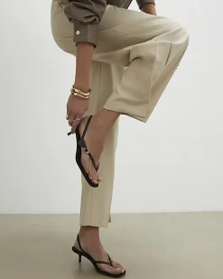 Brown Toe Thong Heeled Sandals