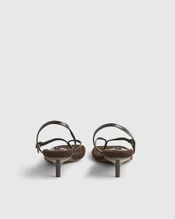 Brown Toe Thong Heeled Sandals