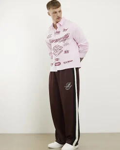 Brown Wide Leg Side Stripe Joggers