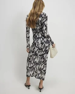 Cream Abstract Print Maxi Skirt