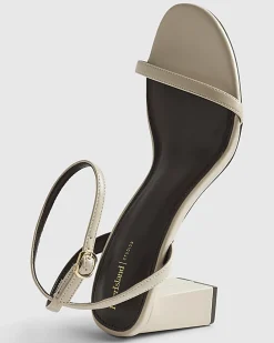 Cream Block Heeled Open Toe Sandals