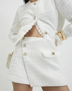 Cream Boucle Wrap Skort