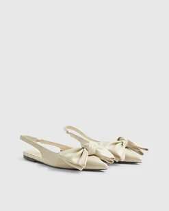 Cream Bow Slingback Flats