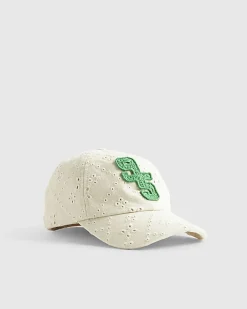 Cream Broderie baseball Cap