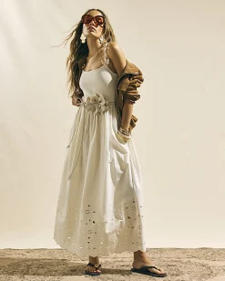 Cream Broderie Cami Maxi Dress