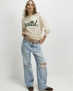 Cream Cactus Embroidered Sweatshirt