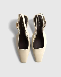 Cream Chisel Toe Slingback Court Heels