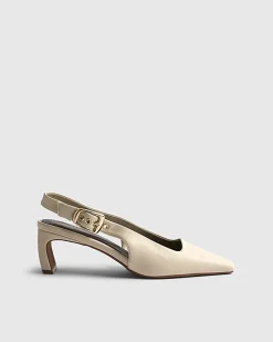 Cream Chisel Toe Slingback Court Heels