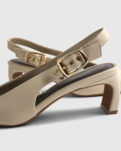 Cream Chisel Toe Slingback Court Heels