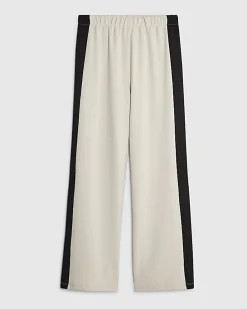 Cream Colour Block Wide Leg Trousers