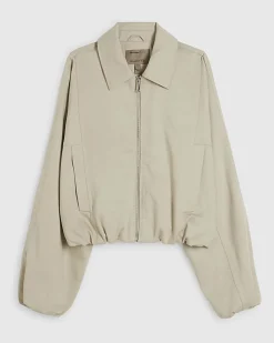 Cream Cotton Blend Harrington Jacket