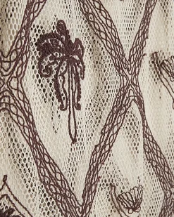 Cream Crochet Embroidered Beach Maxi Skirt