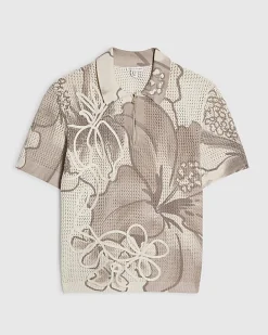 Cream Crochet Polo Shirt