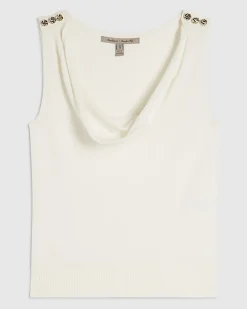 Cream Drape Neck Knitted Vest