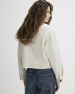 Cream Faux Suede Overshirt